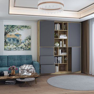 Skriňa na oblečenie Doros Morgan Grafit / Dub Artisan DTD / Z&aacute;suvky 180x40x210 (42002256) 2302161236 foto