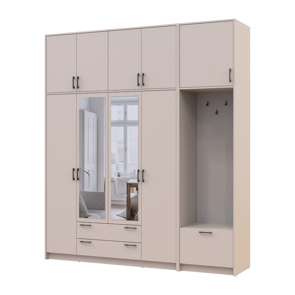 &Scaron;atn&iacute;kov&aacute; skriňa Doros Rondi s ve&scaron;iakom, zrkadlom a vysokou nadstavbou Ka&scaron;m&iacute;r 4 DTD 220х52х260 (42005408) 42005408 foto