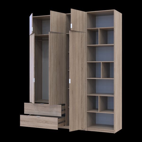 &Scaron;atn&iacute;kov&aacute; skriňa Doros Lukas Dub Sonoma s reg&aacute;lom 3 dvere 195x50x240 (42005944) 42005944 foto
