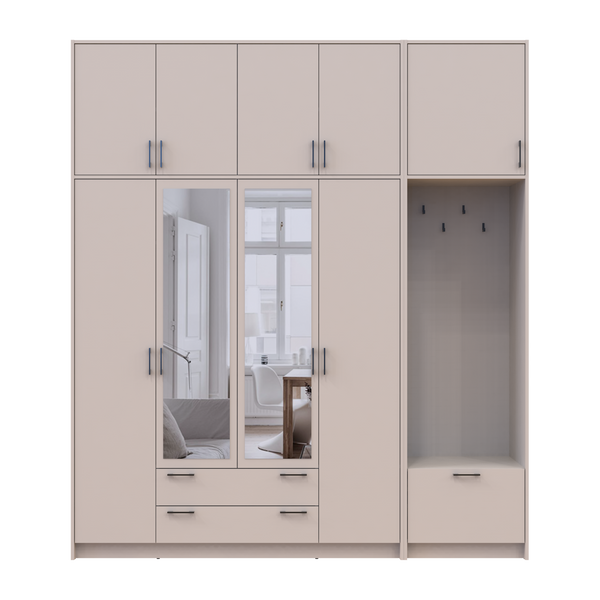 &Scaron;atn&iacute;kov&aacute; skriňa Doros Rondi s ve&scaron;iakom, zrkadlom a vysokou nadstavbou Ka&scaron;m&iacute;r 4 DTD 220х52х260 (42005408) 42005408 foto