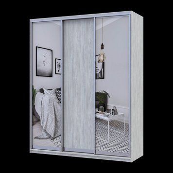 Skriňa s posuvn&yacute;mi dverami Doros City Light Borovica Natty 1 DTD / 2 zrkadl&aacute; 180x60x225 (80736520) 80736520 foto