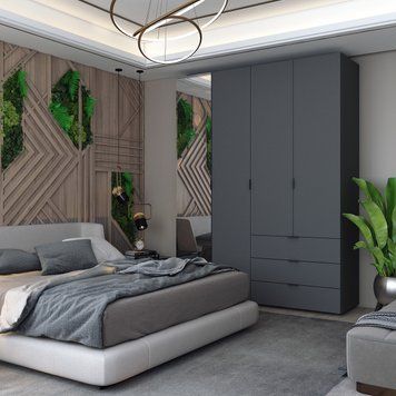&Scaron;atn&iacute;kov&aacute; skriňa na oblečenie Doros Gelar Grafit 3 dvere / Zrkadlo155x49,5x203,4 (42002158) 2149389786 foto