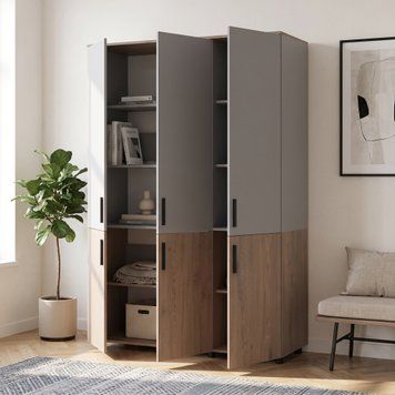 Skriňa na oblečenie Doros Thorn Cremona Cannolo/Siv&aacute; 3 DTD tyč 135x51.6x200 (44900503) 44900503 foto