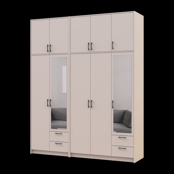&Scaron;atn&iacute;kov&aacute; skriňa Doros Rondi so zrkadlom a vysok&yacute;m nadstavcom Ka&scaron;m&iacute;r 2+3 DTD 203х52х260 (42005643) 42005643 foto