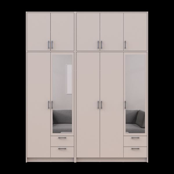 &Scaron;atn&iacute;kov&aacute; skriňa Doros Rondi so zrkadlom a vysok&yacute;m nadstavcom Ka&scaron;m&iacute;r 2+3 DTD 203х52х260 (42005643) 42005643 foto