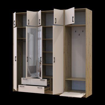 &Scaron;atn&iacute;kov&aacute; skriňa Doros Rondi s ve&scaron;iakom, zrkadlom a nadstavbou Dub Artisan/Ka&scaron;m&iacute;r 4 DTD 220x52x236 (42005298) 2858107087 foto