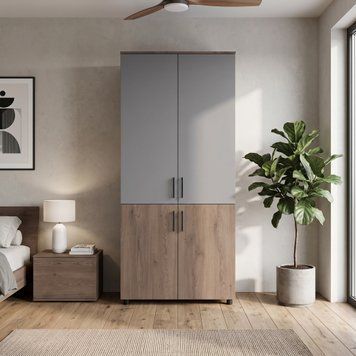Skriňa na oblečenie Doros Thorn Cremona Cannolo/Siv&aacute; 2 DTD tyč 90x51.6x200 (44900455) 44900455 foto