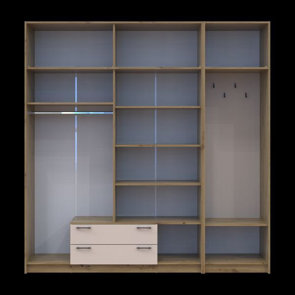 &Scaron;atn&iacute;kov&aacute; skriňa Doros Rondi s ve&scaron;iakom, zrkadlom a nadstavbou Dub Artisan/Ka&scaron;m&iacute;r 4 DTD 220x52x236 (42005298) 2858107087 foto