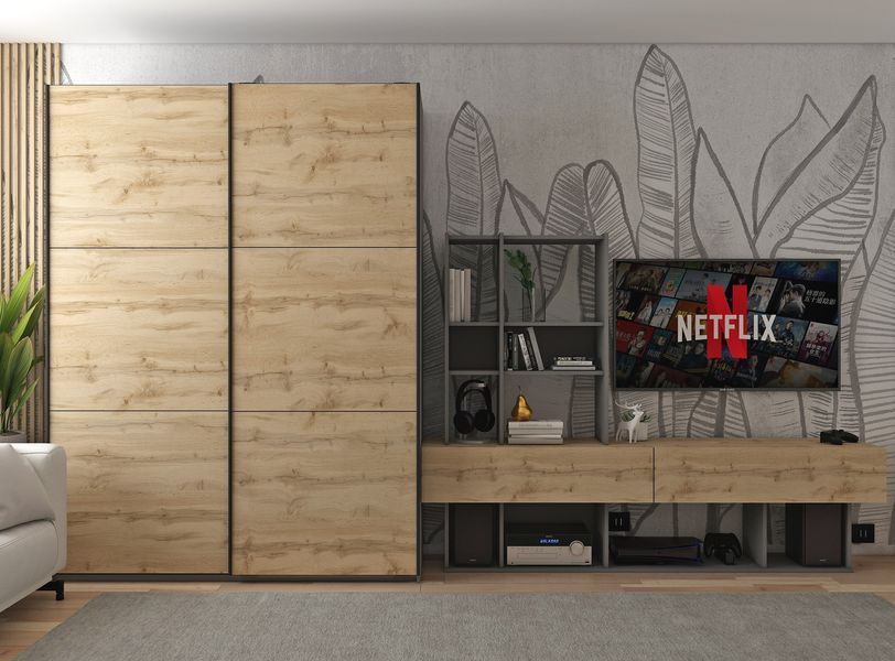 &Scaron;atina s posuvn&yacute;mi dverami Doros G-Caiser Antracit/Ewoks Dub 2 dvere / 3 časti 160x60x240 (42005414) 42005414 foto