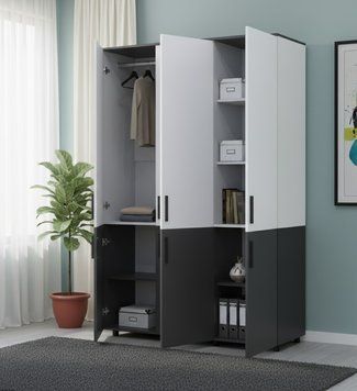 Skriňa na oblečenie Doros Thorn Antracit/Biela 3 DTD tyč 135x51.6x200 (44900515) 44900515 foto