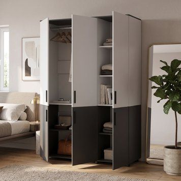 Skriňa na oblečenie Doros Thorn Antracit/Biela 3 DTD tyč 135x51.6x200 (44900515) 44900515 foto