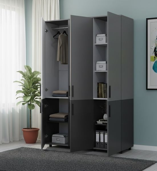 Skriňa na oblečenie Doros Thorn Antracit/Siv&aacute; 3 DTD tyč 135x51.6x200 (44900519) 44900519 foto