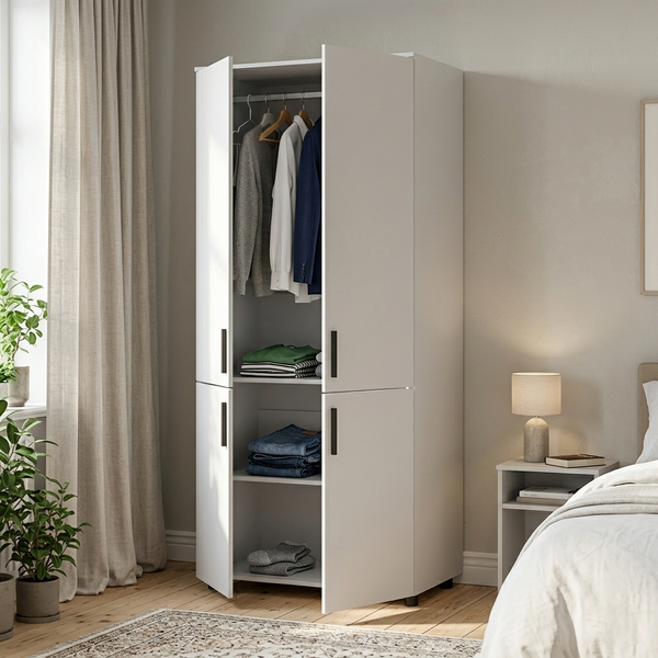 Skriňa na oblečenie Doros Thorn Biela 2 DTD tyč 90x51.6x200 (44900435) 44900435 foto
