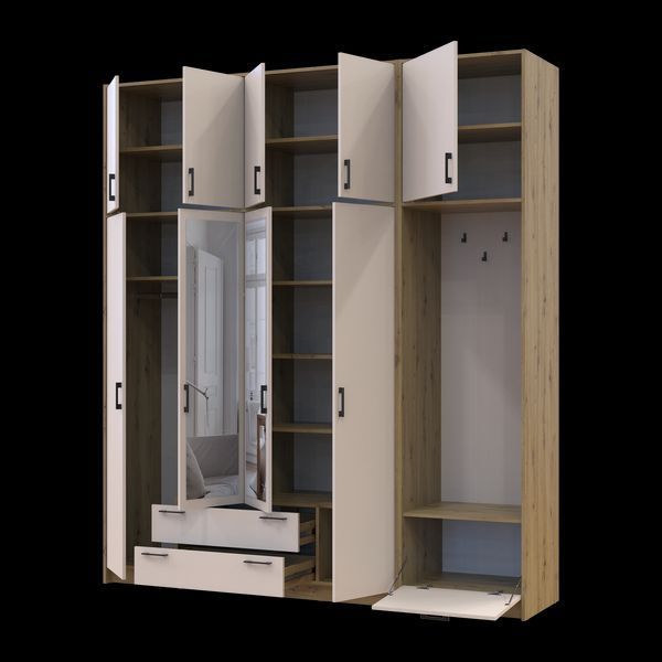 &Scaron;atn&iacute;kov&aacute; skriňa Doros Rondi s ve&scaron;iakom, zrkadlom a vysokou nadstavbou Dub Artisan/Ka&scaron;m&iacute;r 4 DTD 220x52x260 (42005302) 2858111912 foto