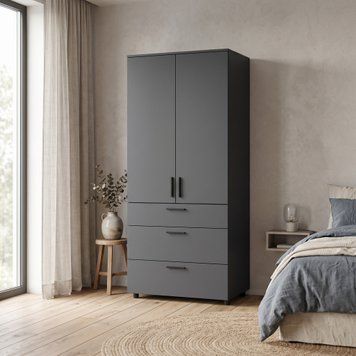 Skriňa na oblečenie Doros Thorn Antracit 2 DTD/3Z police 90x51.6x200 (44900446) 44900446 foto