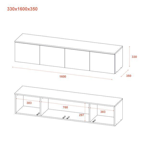 TV skrinka Doros Levia Grafit 4 dvere 160&times;35&times;33 (41516088) 41516088 foto
