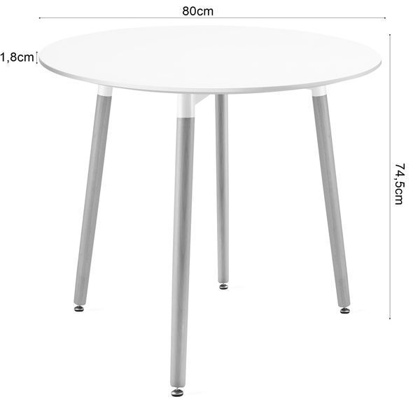 Jed&aacute;lensk&yacute; set: st&ocirc;l KAMI okr&uacute;hly 80 cm biely / nohy vo farbe dreva + 2 stoličky MARK biele (100831326) 100831326 foto