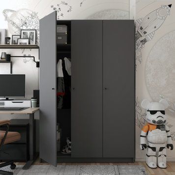 Skriňa na oblečenie Doros Promo Antracit 3 dvere 135x48x204 (44900524) 44900524 foto