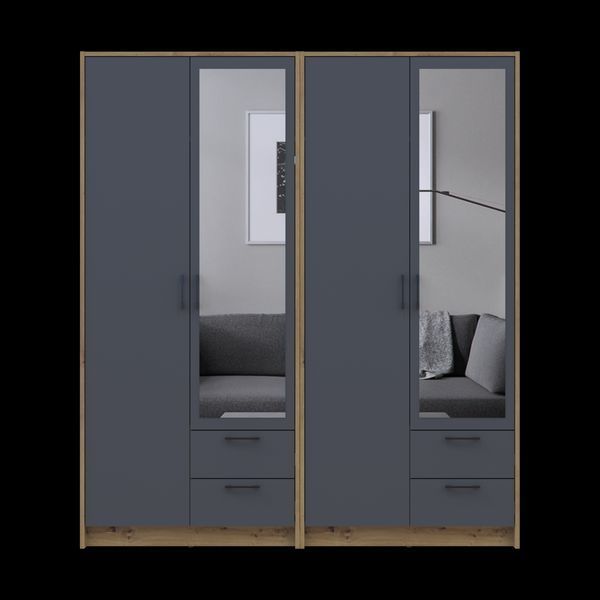 &Scaron;atn&iacute;kov&aacute; skriňa Doros Rondi so zrkadlom Dub Artisan/Grafit 2+2 DTD 164х52х195 (42005689) 42005689 foto