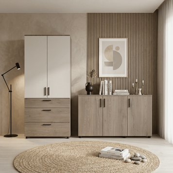 Skriňa na oblečenie Doros Thorn Cremona Cannolo/Ka&scaron;m&iacute;r 2 DTD/3Z police 90x51.6x200 (44900454) 44900454 foto