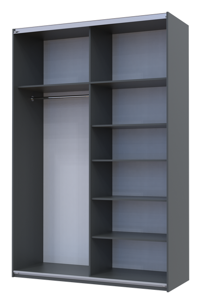 Skriňa s posuvn&yacute;mi dverami Doros G-Caiser Antracit 2 zrkadl&aacute; / 3 časti 160x60x240 (42005409) 42005409 foto