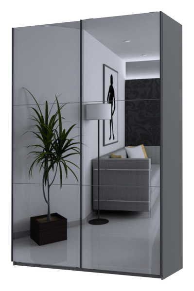 Skriňa s posuvn&yacute;mi dverami Doros G-Caiser Antracit 2 zrkadl&aacute; / 3 časti 160x60x240 (42005409) 42005409 foto