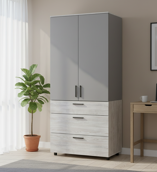 Skriňa na oblečenie Doros Thorn Borovica Natti/Siv&aacute; 2 DTD/3Z tyč 90x51.6x200 (44900465) 44900465 foto