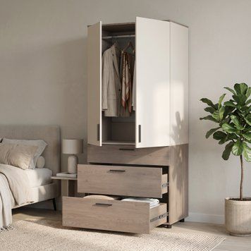 Skriňa na oblečenie Doros Thorn Cremona Cannolo/Ka&scaron;m&iacute;r 2 DTD/3Z tyč 90x51.6x200 (44900453) 44900453 foto
