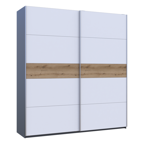 &Scaron;atina s posuvn&yacute;mi dverami Doros G-Caiser Antracit/Biela vložka Dub Evok 2 dvere / 5 časti 220x60x240 (42005418) 42005418 foto