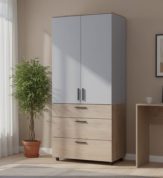 Skriňa na oblečenie Doros Thorn Cremona Cannolo/Siv&aacute; 2 DTD/3Z tyč 90x51.6x200 (44900457) 44900457 foto