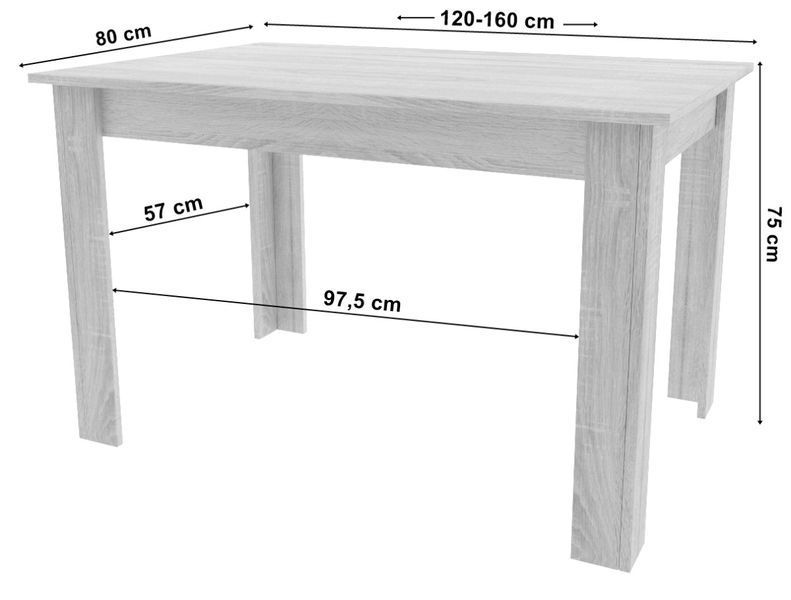 Rozkladac&iacute; st&ocirc;l NP 120&ndash;160&times;80 Kraft + čierna (100155161) 100155161 foto